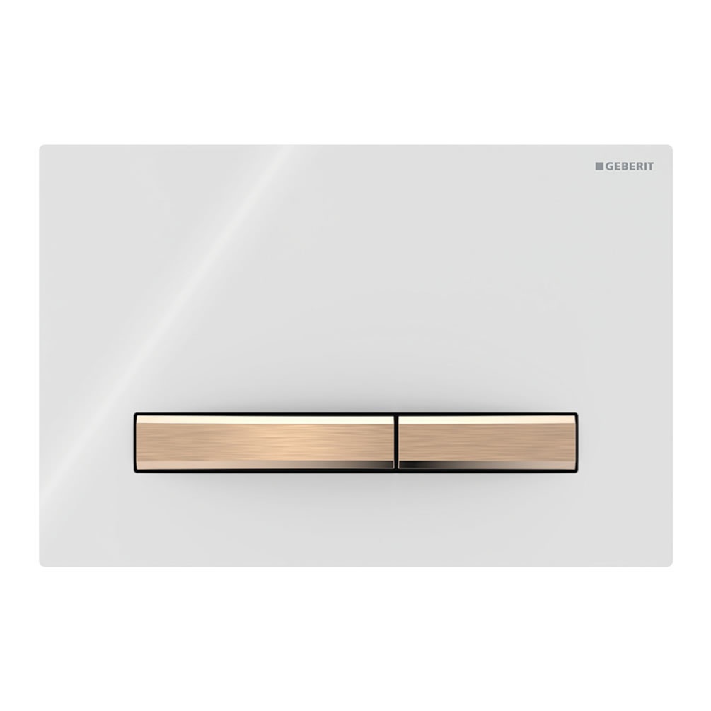 Cutout image of Geberit Sigma50 Square White / Red Gold Dual Flush Plate